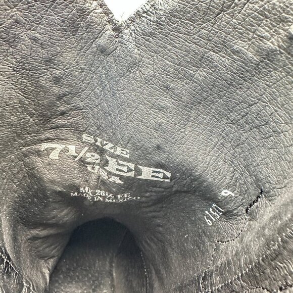 Denver Men Size 7.5 EE Black Leather Buck Stitch Pull On Western Cowboy Boot - Picture 10 of 14